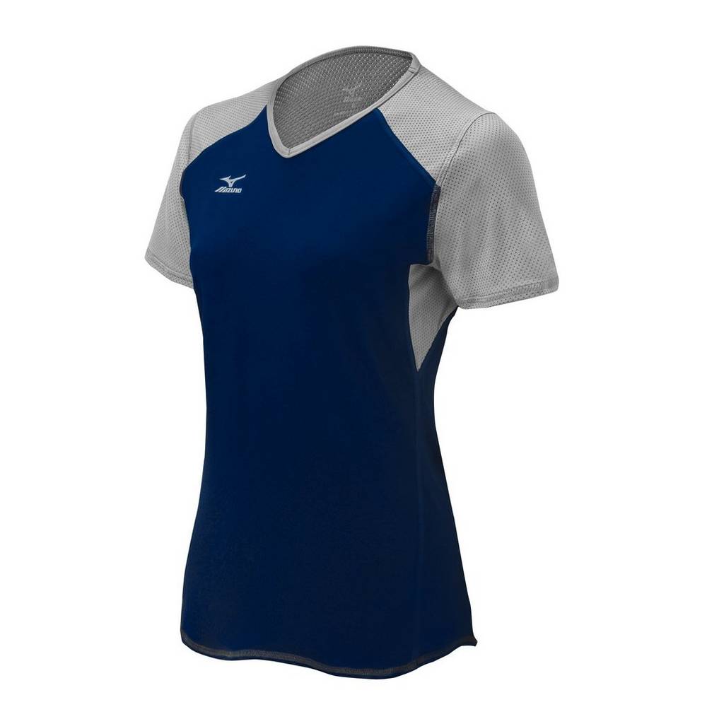 Damske Dresy Mizuno Techno VI Short Sleeve Volejbalove Námornícka Modrá/Strieborne Vypredaj XDAC2596